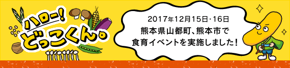 ハロー！どっこくん。　2017年12月15日・16日　熊本県山都町、熊本市で食育イベントを実施しました！