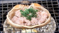 ズワイ蟹と蟹味噌の甲羅焼き