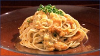 ウニと翡翠ナスの冷製パスタ