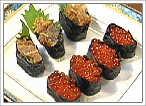 アジのなめろう&イクラの軍艦巻き