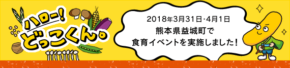 ハロー！どっこくん。　2017年12月15日・16日　熊本県山都町、熊本市で食育イベントを実施しました！