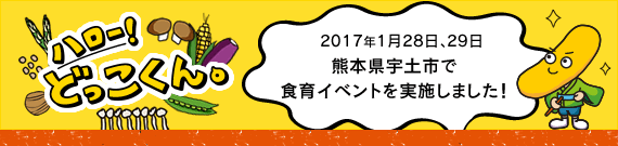 ハロー！どっこくん。　2017年1月28日、29日　熊本県宇土市で食育イベントを実施しました！
