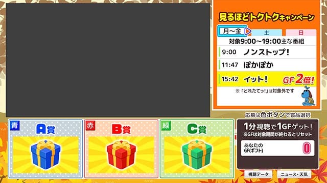 対象番組を見てGF(ギフト)をためる