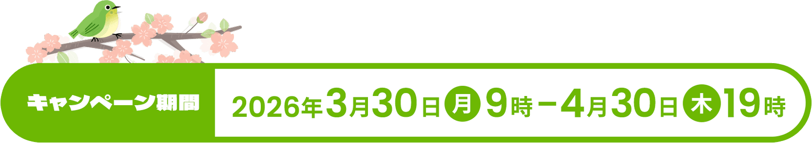 キャンペーン期間：2026年3月30日（月）9時〜4月30日（木）19時