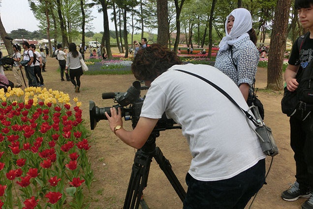 始めにみたものは真っ赤なお花のチューリップ！