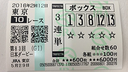 みんなのKEIBA みんなの３連単５頭BOX予想 日本ダービー 馬券画像