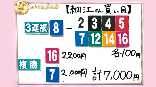 みんなのKEIBA みんなの夢馬券 細江純子 馬券画像