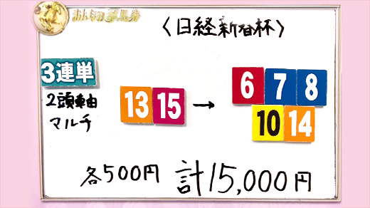 みんなのKEIBA みんなの夢馬券 三浦大輔 馬券画像