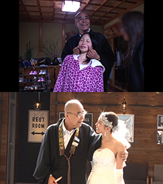 【写真上】和尚とモモ【写真下】ミズキ結婚式
